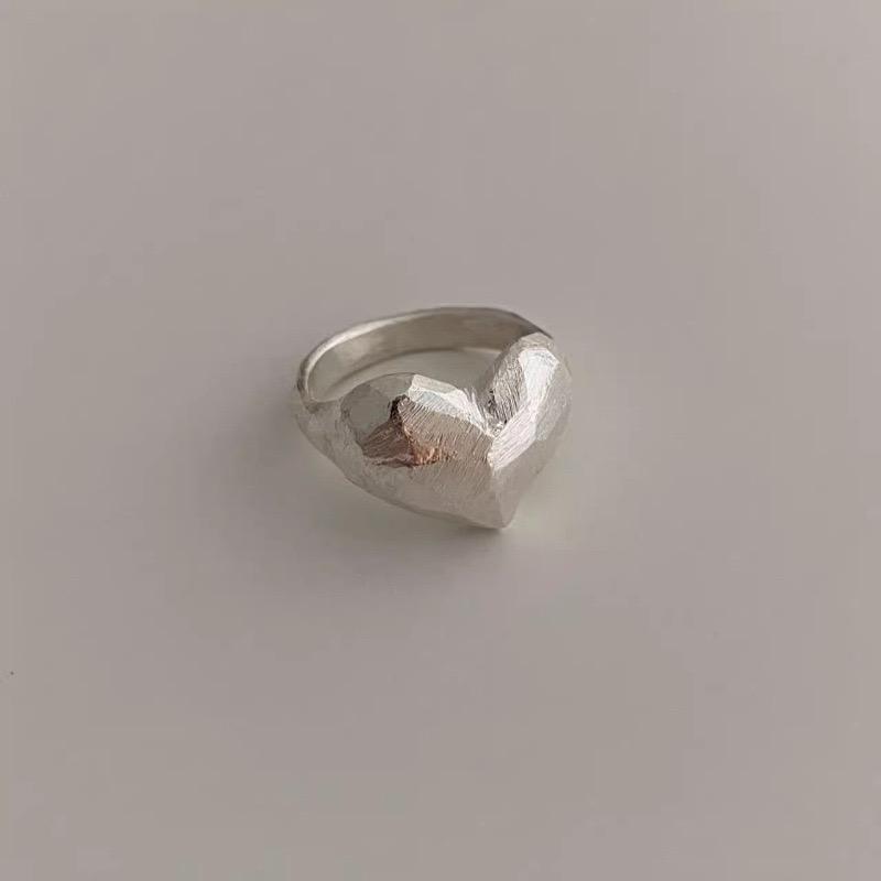 925 Silver Rings For Women Simple Minimalist Retro Heart Open Finger Ring Fashion Band Female Bijoux Gift