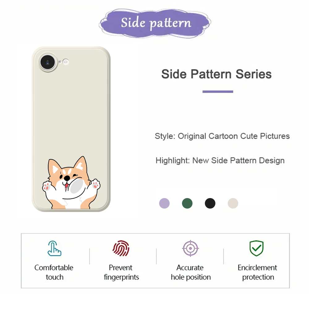 For iPhone 16e Case Cartoon Dog Pattern Printing Straight Edge TPU Phone Back Cover