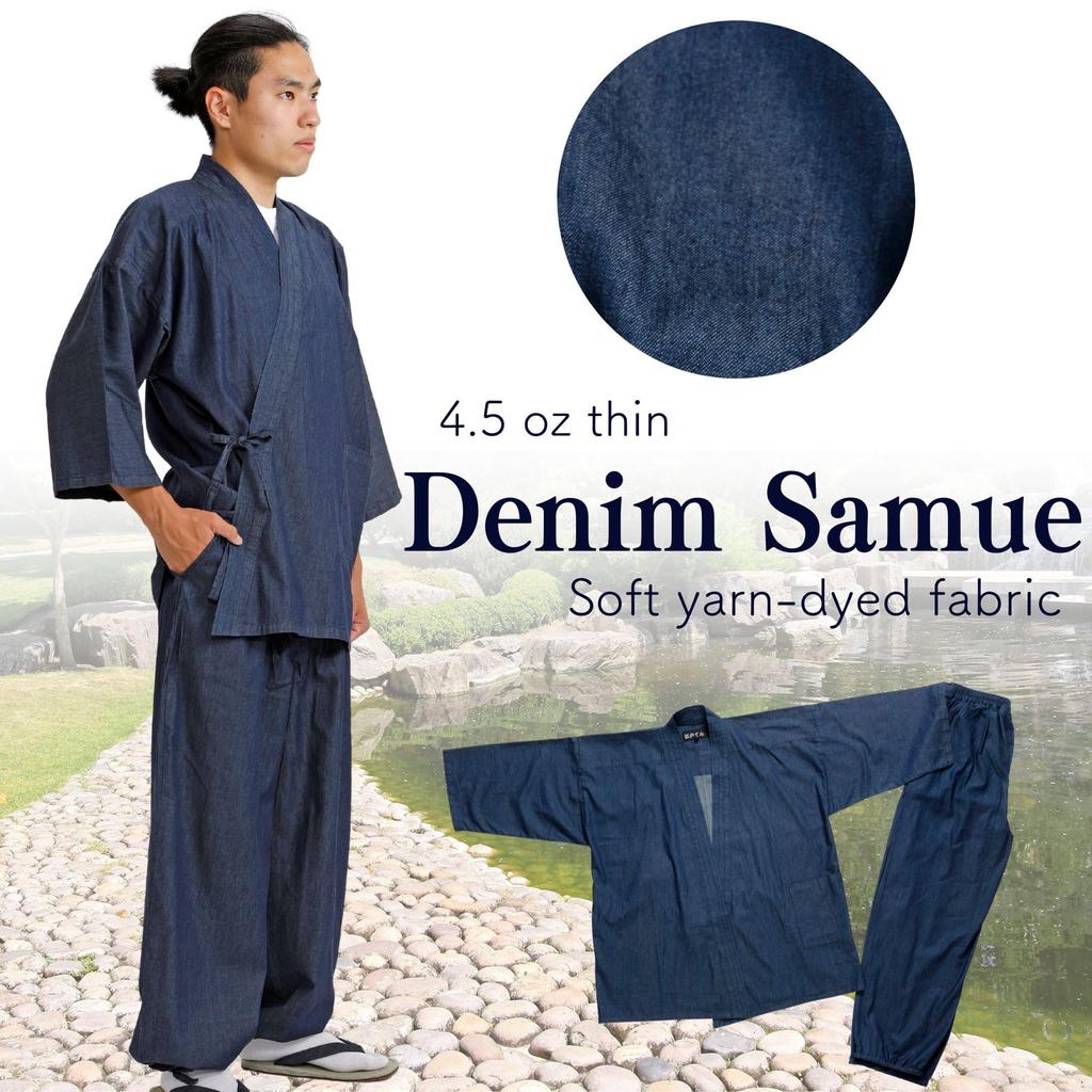 Edoten Men's Samue Denim, 4.5 Oz. Lightweight Denim (100% Cotton), Soft with Pre-Dyed Fabric, Navy Blue, Size 3L