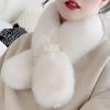 New Women's Winter Scarf Faux Fur Plush Pearl Scarf Faux Fur Thickening Warm Cross Stereo Scarfs New Scarfs Apparel Accessories