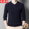 Hengyuanxiang Men's 100% Wool V-Neck Sweater