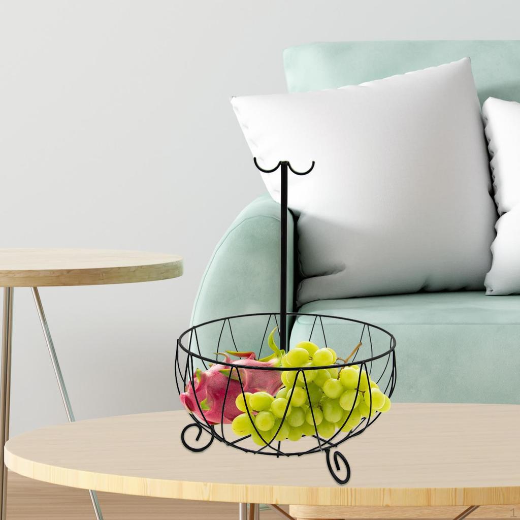 Countertop Fruit Basket Bowl with Banana Hanger, Metal Wire Snacks Vegetable for