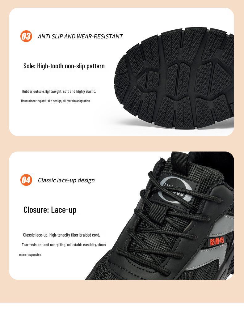 Anti-Static Dustproof Steel Toe Safety Shoes - Non-Slip, Anti-Smash, Anti-Puncture Work Footwear