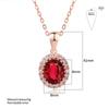 Red Crystal Necklace Earrings Jewelry Set For Women Simple Rose Gold Color Oval Rhinestone Accessories Wholesale Girl Gift S213