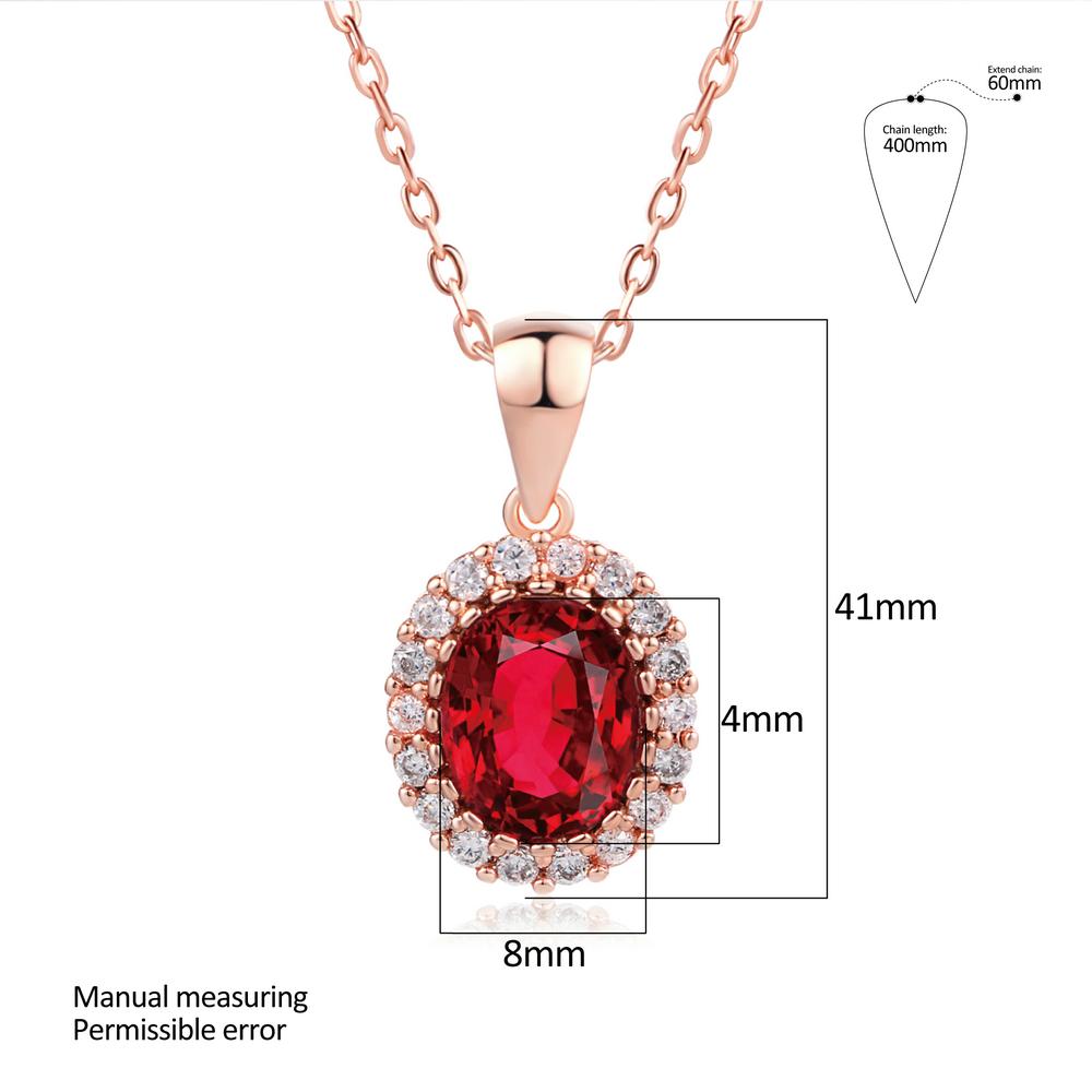 Red Crystal Necklace Earrings Jewelry Set For Women Simple Rose Gold Color Oval Rhinestone Accessories Wholesale Girl Gift S213