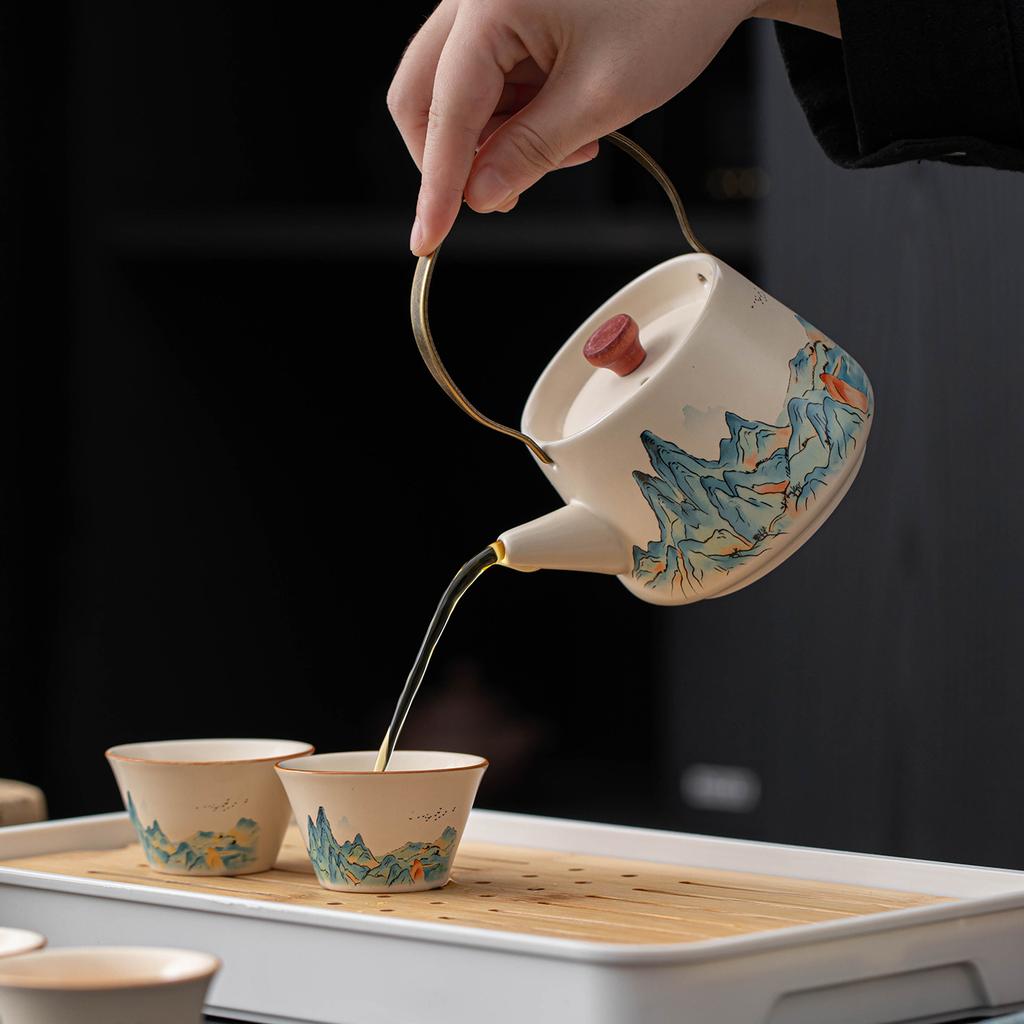 Qianli Jiangshan merchandise travel tea set ceramic Kuaike cup enterprise opening customer souvenir business employee gifts