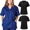 Women's V Neck Short Sleeve Cotton Blend Loose Scrub Top Work Uniform Nurse Blouse