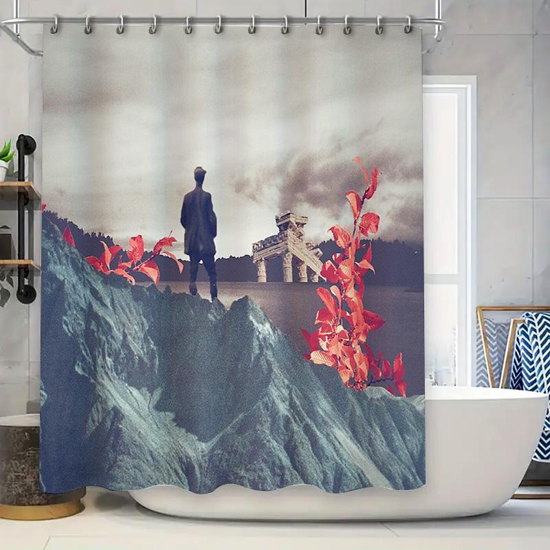 

Coastal Landscape Shower Curtain Ocean View Beach Backdrop Bathroom Decor Serene Nature Wall Art Scenic View Home Decor Tranquil W60H190(CM)-1 Pcs
