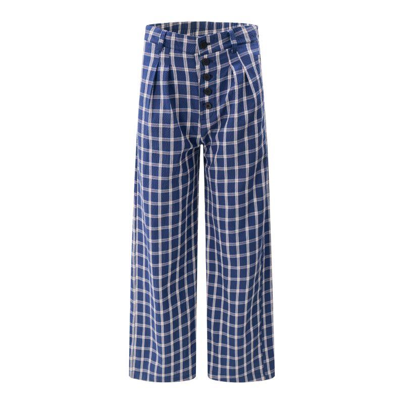 Zhao Silu's Same Style American Retro Black and White Checkered Casual Pants, Unisex Wide-Leg Floor-Length Pants with a Relaxed and Laid-Back Feel