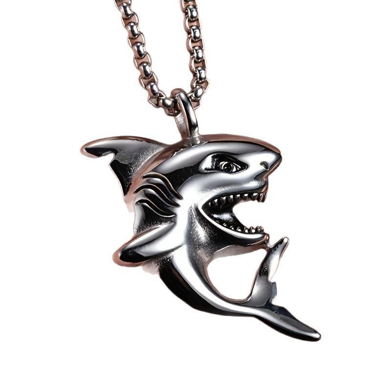 European and American Trend Fierce Great White Shark Fashion Punk Style Men's Jewelry Necklace Pendant