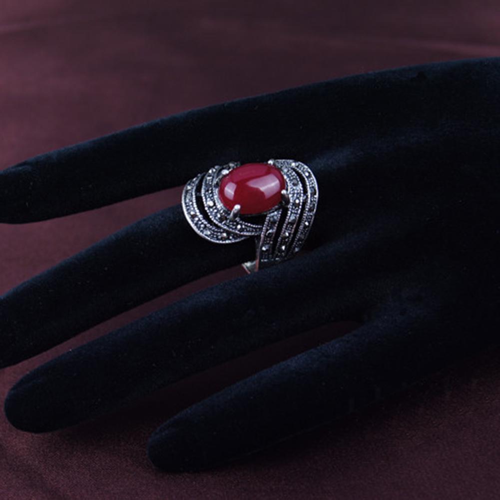 Elegant Inlaid Artificial Gemstone Finger Ring Vintage Party Women Jewelry Gift