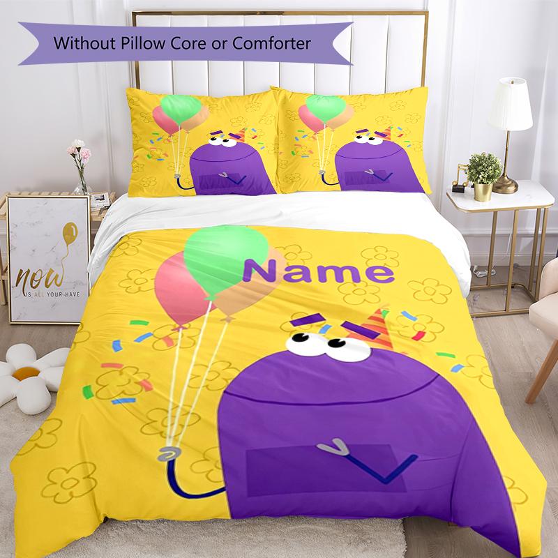 3pcs Custom Name StoryBots Bedding Set Duvet Cover Closure Includes 1 Duvet Cover & 2 Pillowcases, Soft and Comfortable for All Seasons.