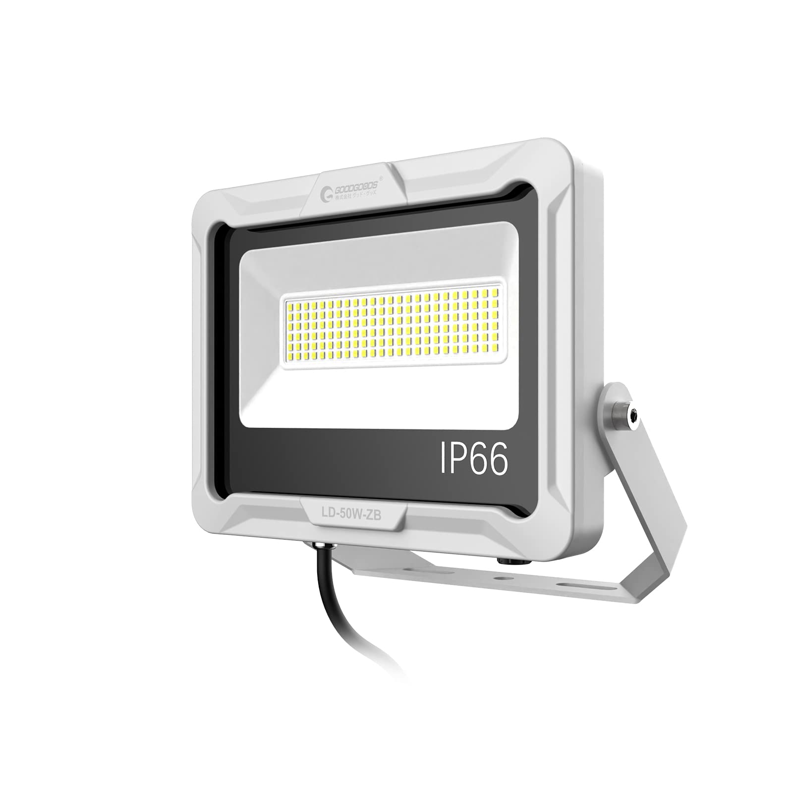 

GOODGOODS 50W Outdoor LED Floodlight, Waterproof, IP66, 7300lm, Ultra-Thin, Daylight White, with Original Bracket and 5M Cord, for Construction,