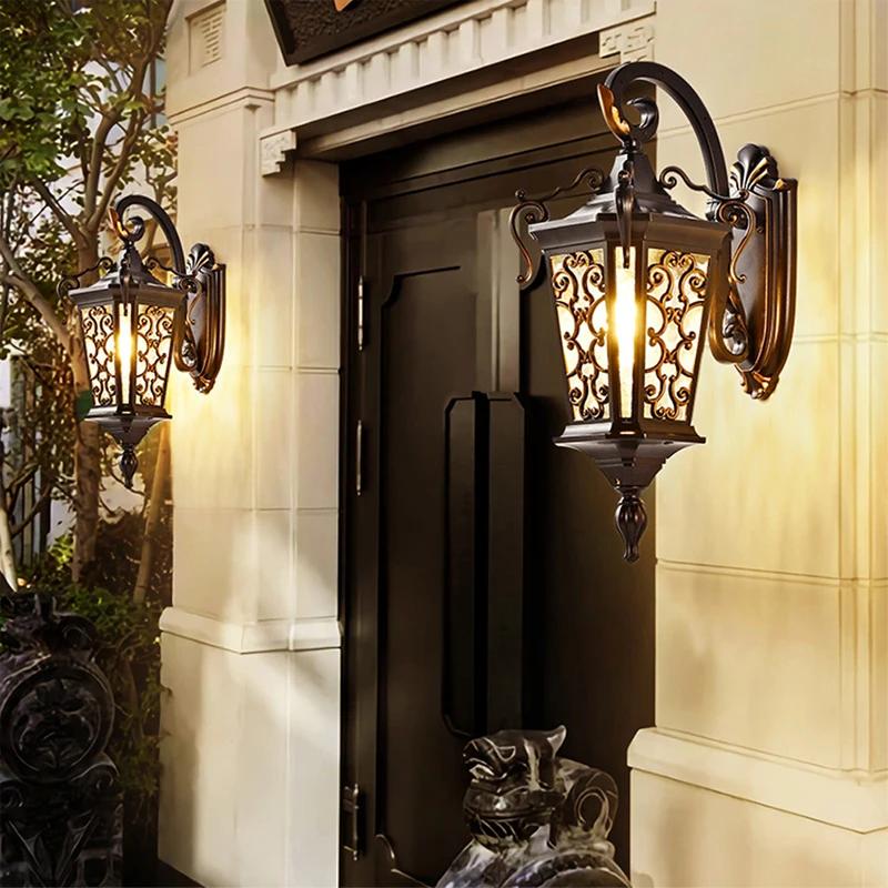 Außenwandleuchte im europäischen Stil Retro Verandalampe Bronze Wasserdicht IP65 für Haus Villa Außenbereich Terrasse Eingangsbereich Vintage Wandleuchte