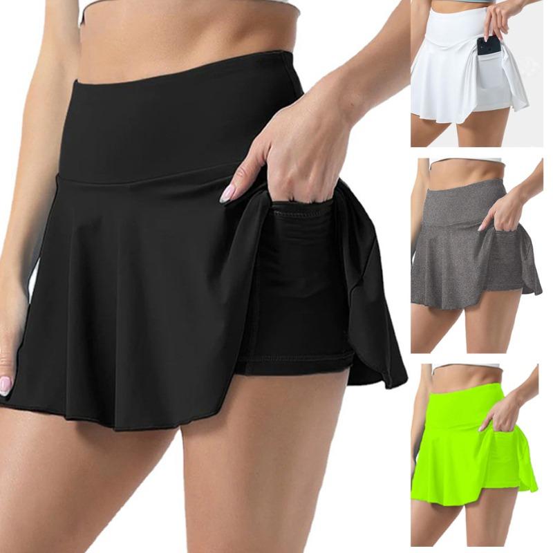 Gonne-pantalone sportive tinta unita con tasca per telefono, per tennis, golf e yoga