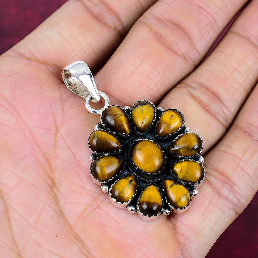 Tiger Eye 925 Solid Sterling Silver Pendant, Handmade Gemstone Pendant Jewelry, Gifts For Wife Brand New Pendant