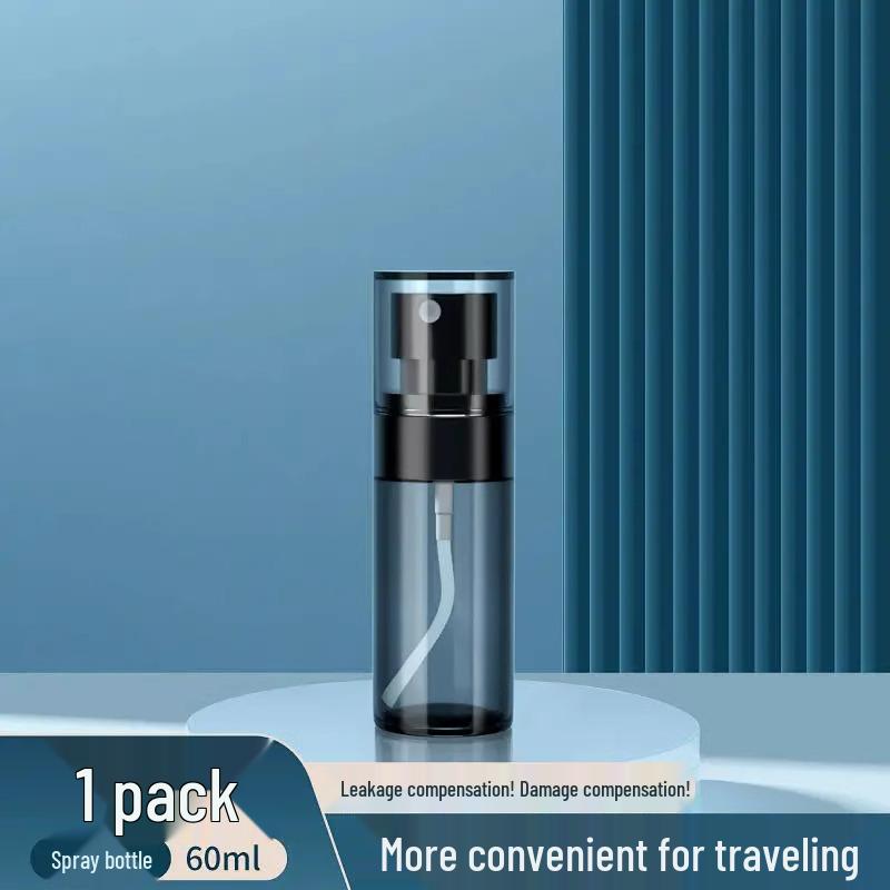 Portable Translucent Black Ultra-Fine Mist Spray Bottle for Toner or Alcohol - Travel-Size Facial Hydration Solution