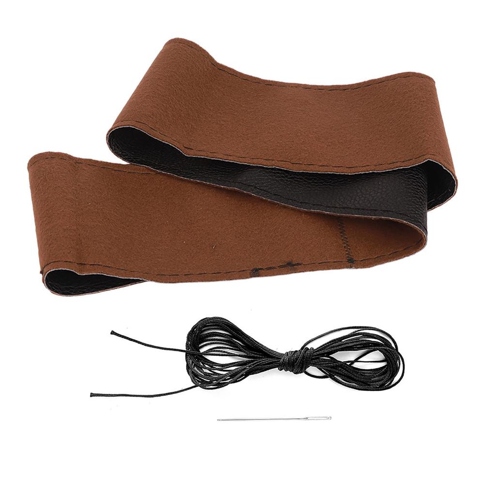 Steering Wheel Cover Elephant Skin Grain Leather DIY Sewing with Needles Thread Car Interior