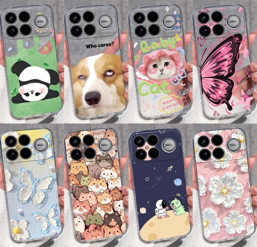 Covers For Xiaomi Poco F8 Ultra F8 F5 Pro F3 C50 C40 Mi Note 2 3 Transparent TPU Phone Case Cute Pet Dog Soft Silicone Dustproof Shell For Xiaomi Capa
