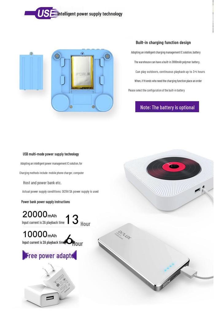 Second-Gen Wall-Mounted Bluetooth CD Player with Radio