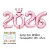 Ballons Numériques à Foil 2026 avec Couronne Connectée pour Décoration de Fête du Nouvel An 2026 Fournitures de Célébration de Remise de Diplôme et d'Anniversaire