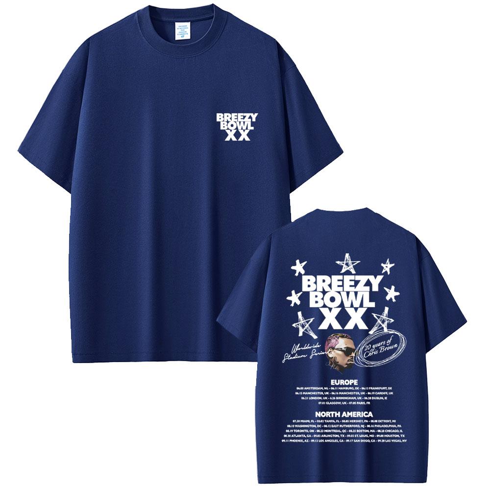 Hot Sale New Chris Brown Breezy Bowl XX Tour 2025 T Shirt Unisex Women Hip Hop Pop Music Tshirts Unisexs Fashion Rap Retro T Shirts