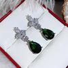 Xiaomi Huitan Elegant Women Drop Earrings Inlaid Shining White/green CZ Versatile Party Accessories for Lady Stylish Wedding Jewelry