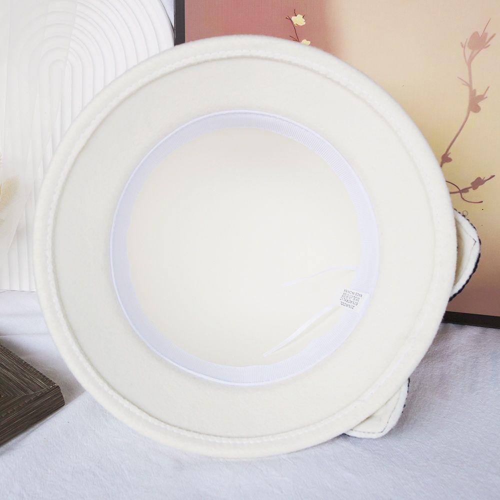 Bow Autumn and Winter Ladies Hat Wool Fashion Winter Top Hat Basin Hat Bucket Hat British Retro