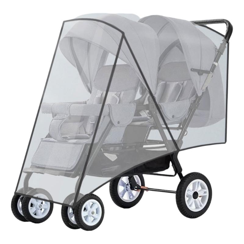 

Twin Baby Strollers Raincoat Full Wrap Case Protector Windproof Pram Cart Protective Sleeve for Outdoor Use