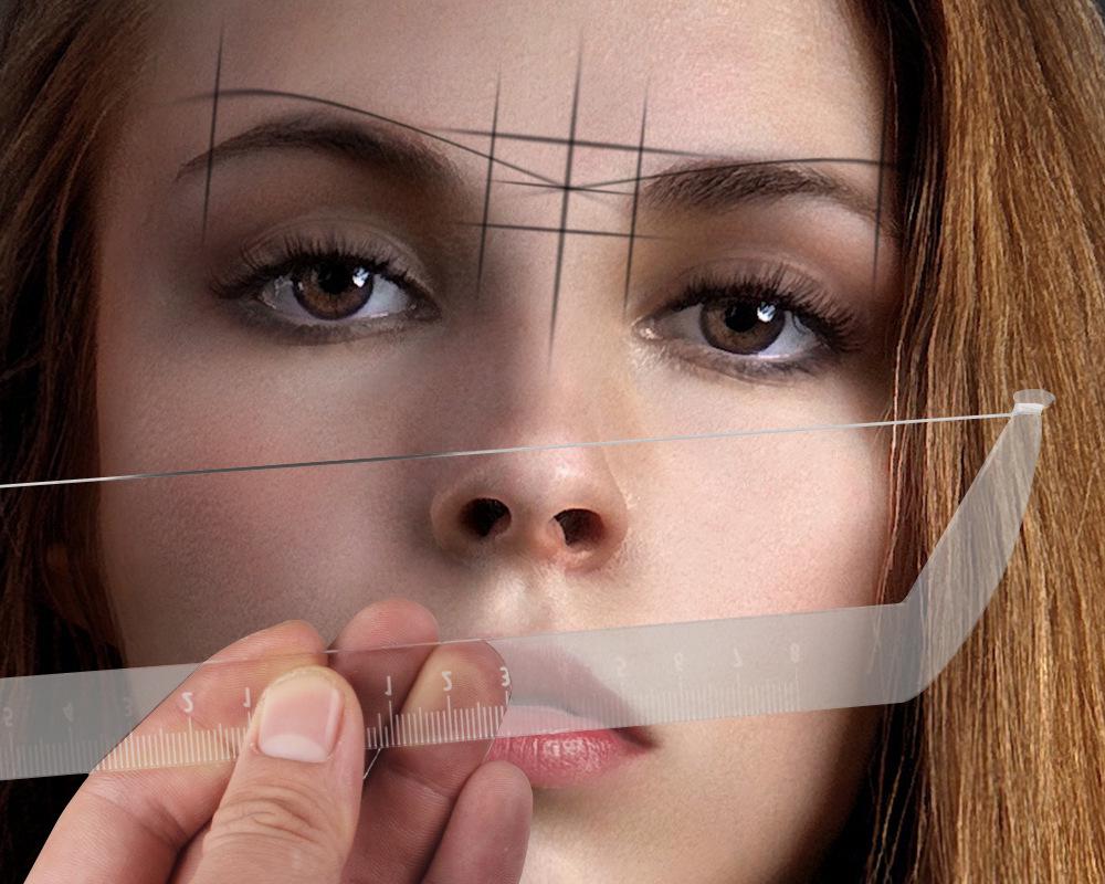 Transparent Eyebrow Microblading Symmetry Ruler: Shape & Positioning Tool