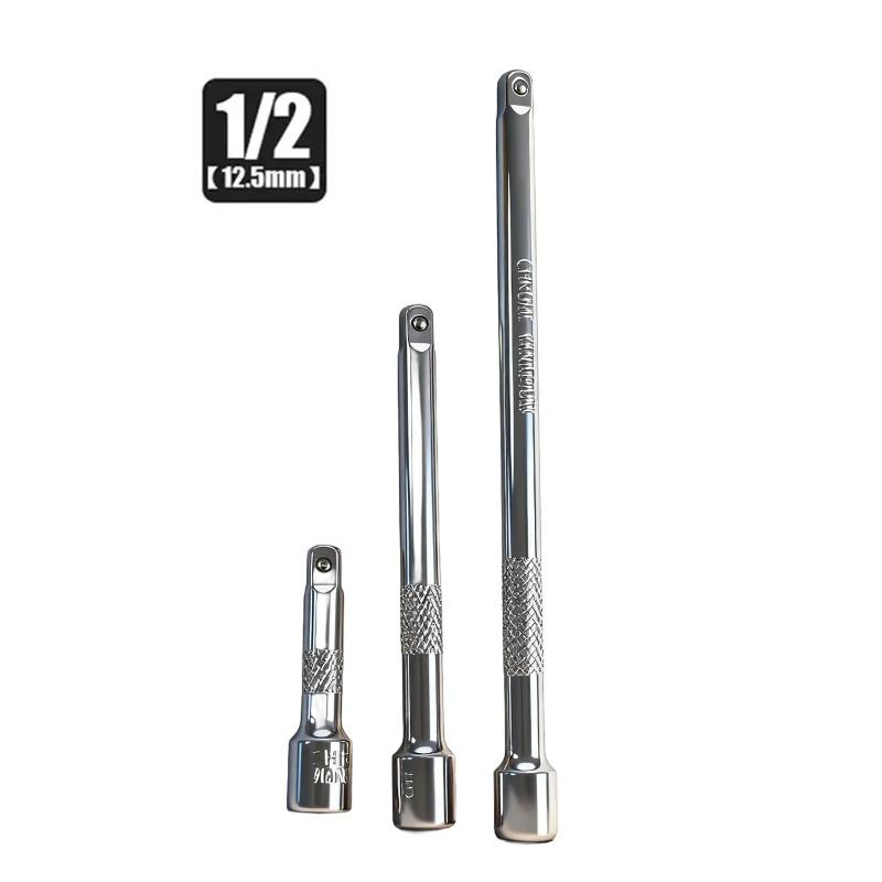 3pcs Chrome-plated Steel Sleeve Ratchet Extension Rod Car Tire Repair Tool 1/4 3/8 1/2 Sleeve Ratchet Extension Rod Hand Tools