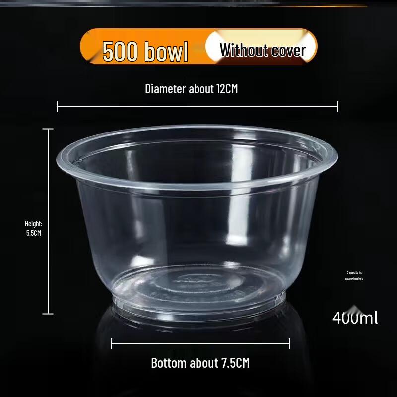 

Disposable Plastic Round Bowls (500ml, 100 Count)