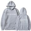 Men's and women's fleece sweater plain letter print pocket drawstring print hoodie