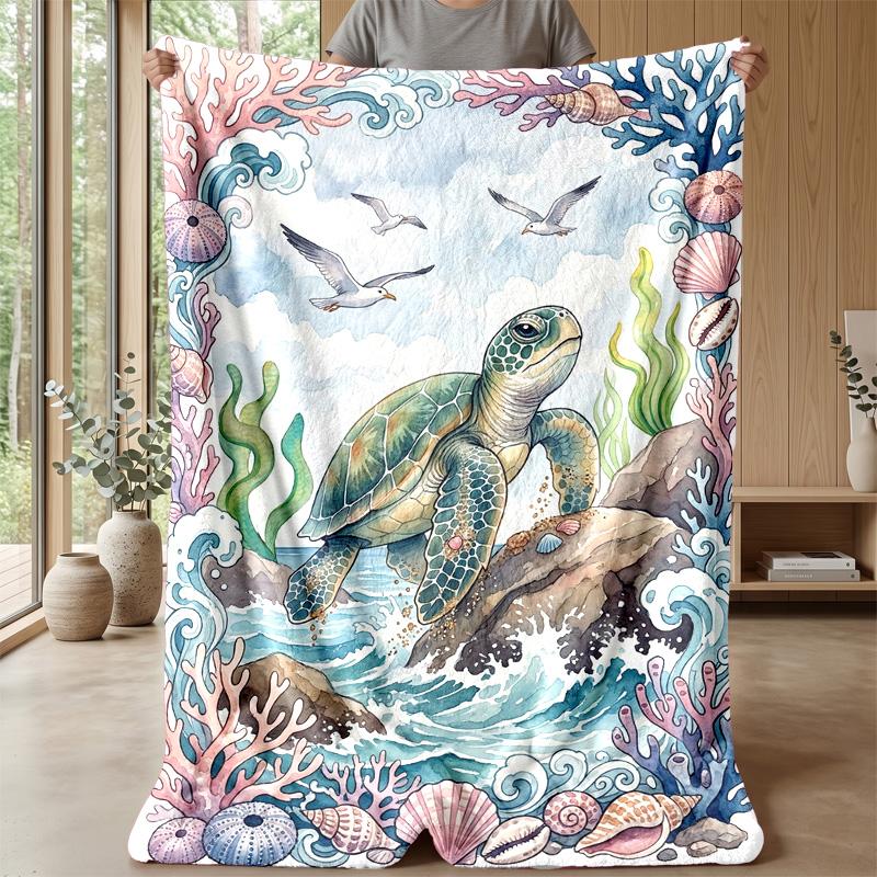 Ocean Life Adventure 56 Theme blanket Lightweight Warm Flannel Blanket Decorative Throw Blanket for Home Decoration