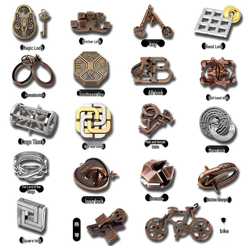 Children's Educational Metal Puzzle Set: Luban Lock, Nine Rings, and Kongming Lock Disentanglement Toys