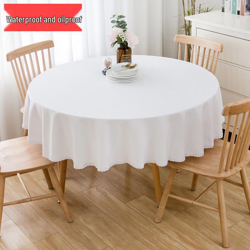 Round Waterproof & Oil-Proof Tablecloth - Solid Color, Premium Quality, Wash-Free Dining Table Cover