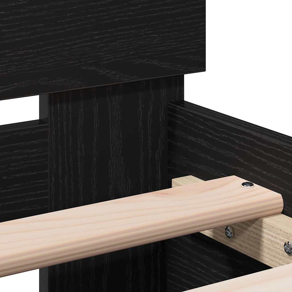 Bed Frame Black Oak Effect 193 x 95 x 88 cm Engineered Wood