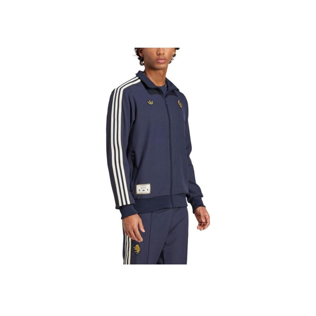 Adidas Originals X Juventus Collaboration Striped Comfortable Soft Versatile Slim Jacket Men Jacket Legendary-Black JF0459
