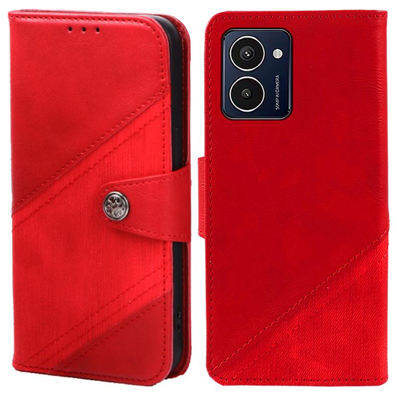

For HMD Pulse Pro Case Texture Splicing Leather Full Protection Phone Cover Red