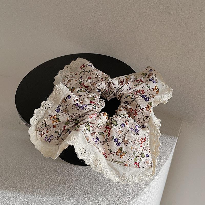 Lace Lace Square Small Floral Hair Band Year Versatile Low Ponytail Tied Hair Headband Large Intestine Ring