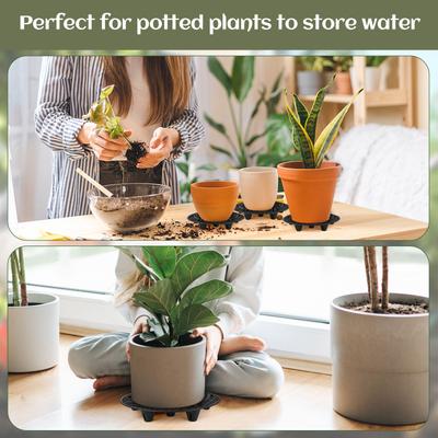 4 Pcs Plant Stands For Outdoors 13.8 Inch Heavy Duty Plant Level Pot Elevator Black Round Plastic Flower Stands Holder Risers
