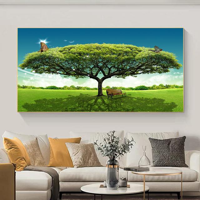 

Абстрактная сине-красная елка, стул, масло, холст, картина, пейзажные постеры и принты, настенные художественные фотографии, домашний декор для гостиной, без рамки 20*40cm