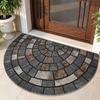 Absorbent Half Round Door Mat Anti-Slip Entry Mat Carpet Retro Semi Circular Doormat  Household Use