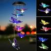 2PC Colorful Gradient Garden LED Wind Chimes Decorated Solar Hummingbird Landscape Garden Lights Decorated Atmosphere