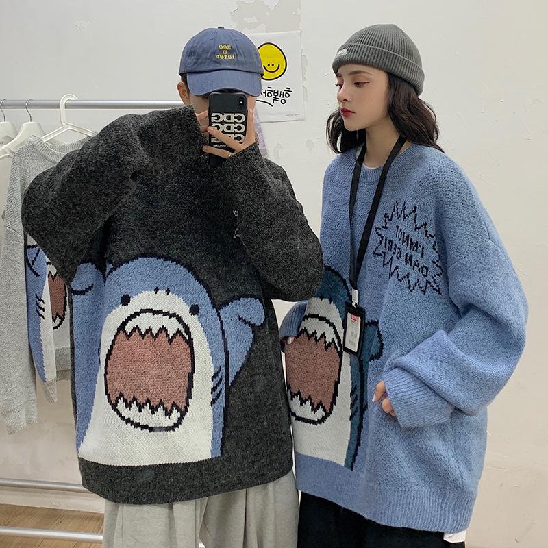 French Couple Niche Design Cute Cartoon Pullover Sweater - Women's Loose Autumn/Winter Outerwear