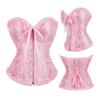 Zipper Jacquard Underbust Corset Lace Up Steel Boned Corset Waist Trainer Y2k Tops Jacquard Fabric Bustier Top Date Night