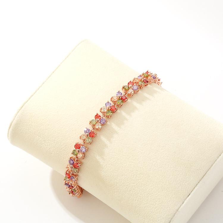 2026 Jewelry New European and American Style Rose Gold Women's Colorful Zircon Bracelet