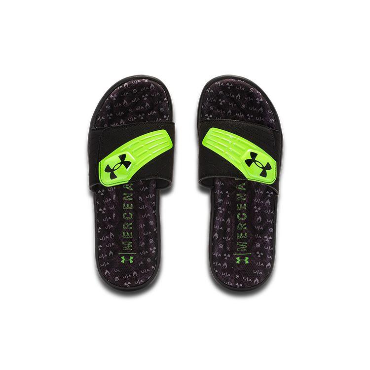 Under Armour Mercenary XII Comfortable Casual EVA Slide Sandals Men Sandals Black Green 3023759-002