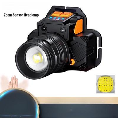 Outdoor Strong Light USB Rechargeable Sensor Zoom Headlamp