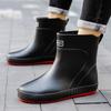 R new trendy men's rain boots medium tube rain shoes flat bottom water shoes takeaway fishing waterproof glue shoes